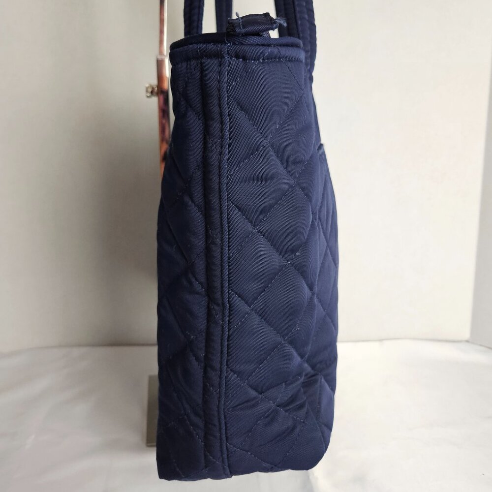 Vera Bradley Tote Bag Small w/ Zippers Performance Twill Classic Navy - Picture 4 of 14